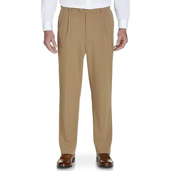 DXL Khaki Pants Size 58X30 Waist Relaxer Pleated Big And Tall - Picture 1 of 3